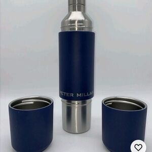 Peter Millar Navy Stainless Steel Travel Water bottle 13” with Cups